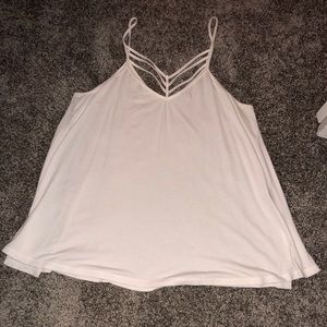 Size large, white Express cut out tank.
